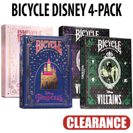 Bicycle Playing Cards 4 Deck Disney Collector's Bundle | Princess Pink | Princess Navy | Villains Green | Villains Purple