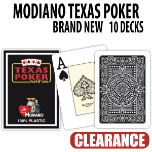 100% Plastic Modiano Texas Holdem Poker Wide Jumbo Index - 10 DECK BLACK
