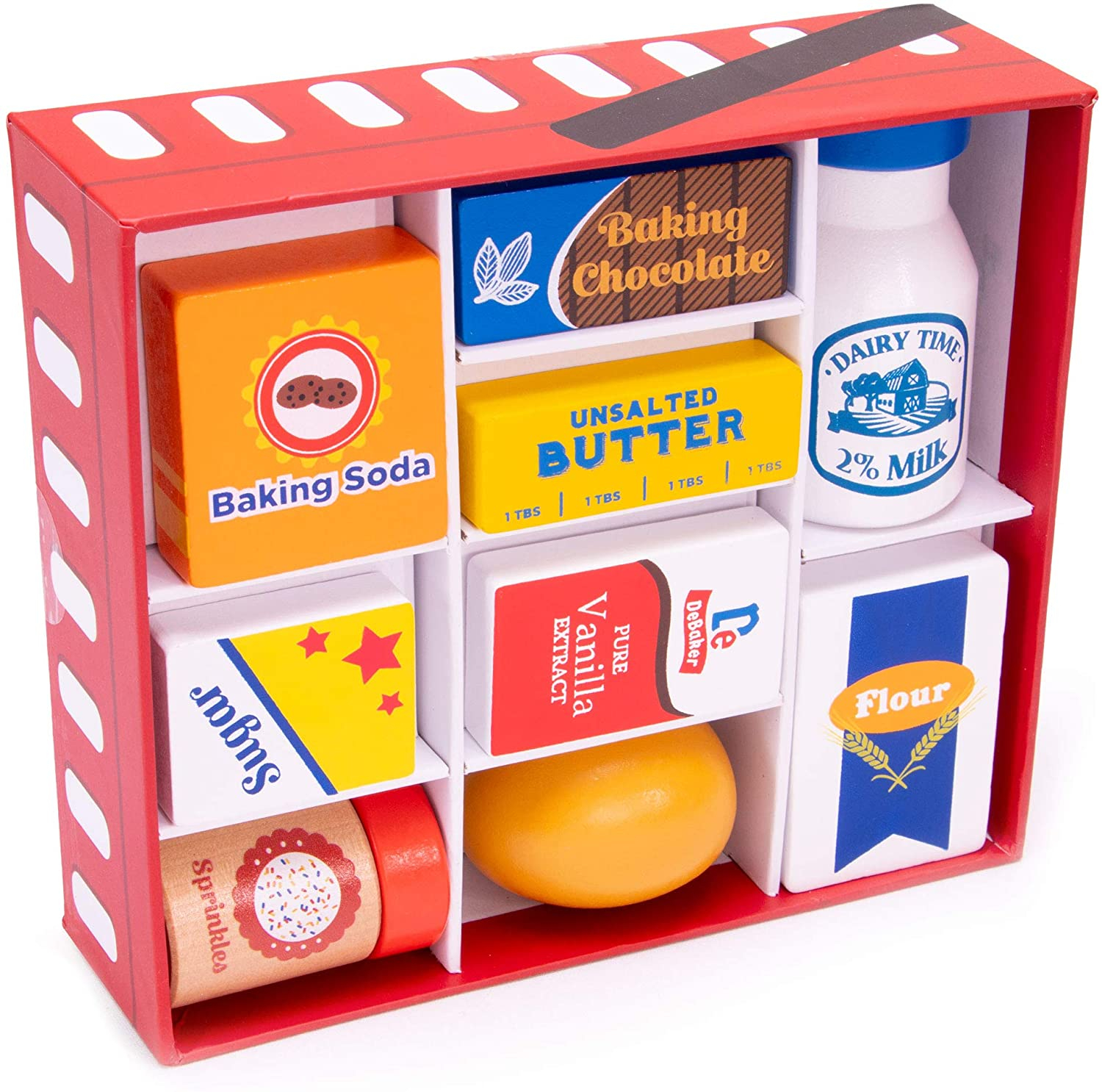 Wooden Play Food Baking Groceries
