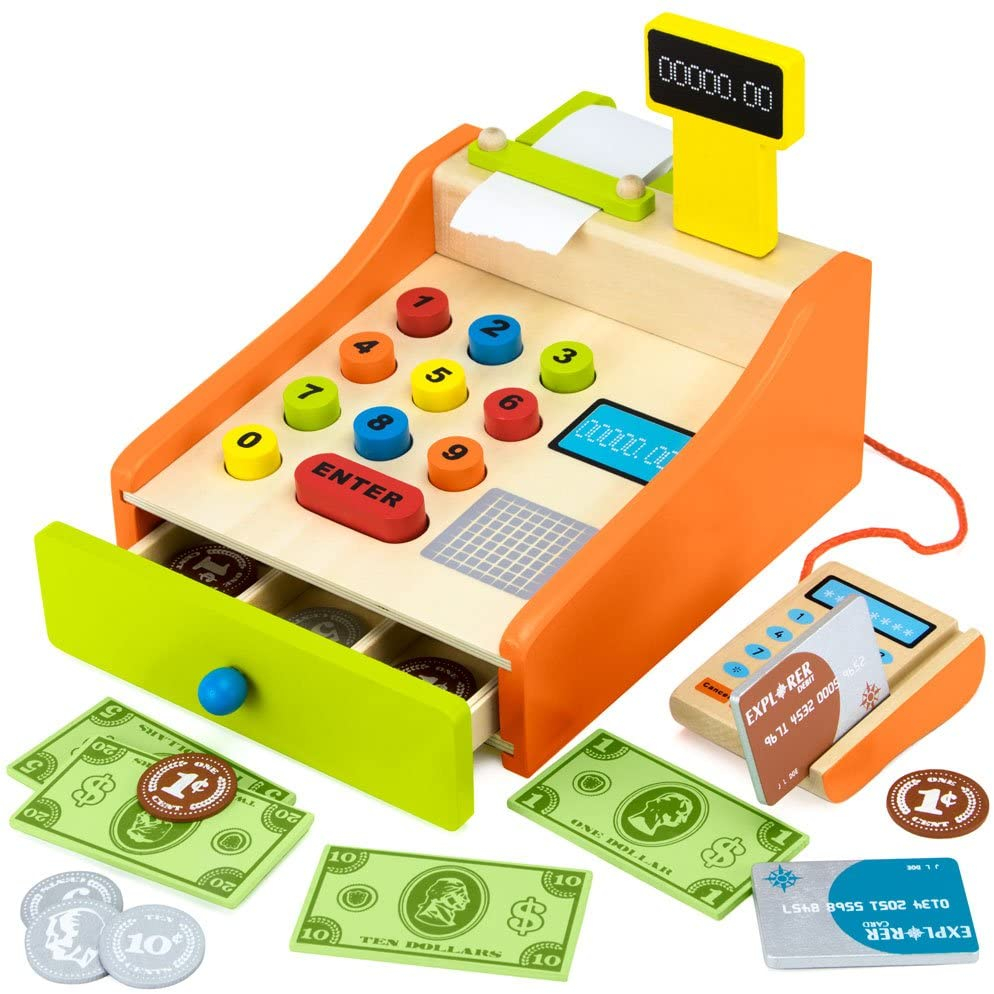 Change & Charge Cash Register with Wooden Coin