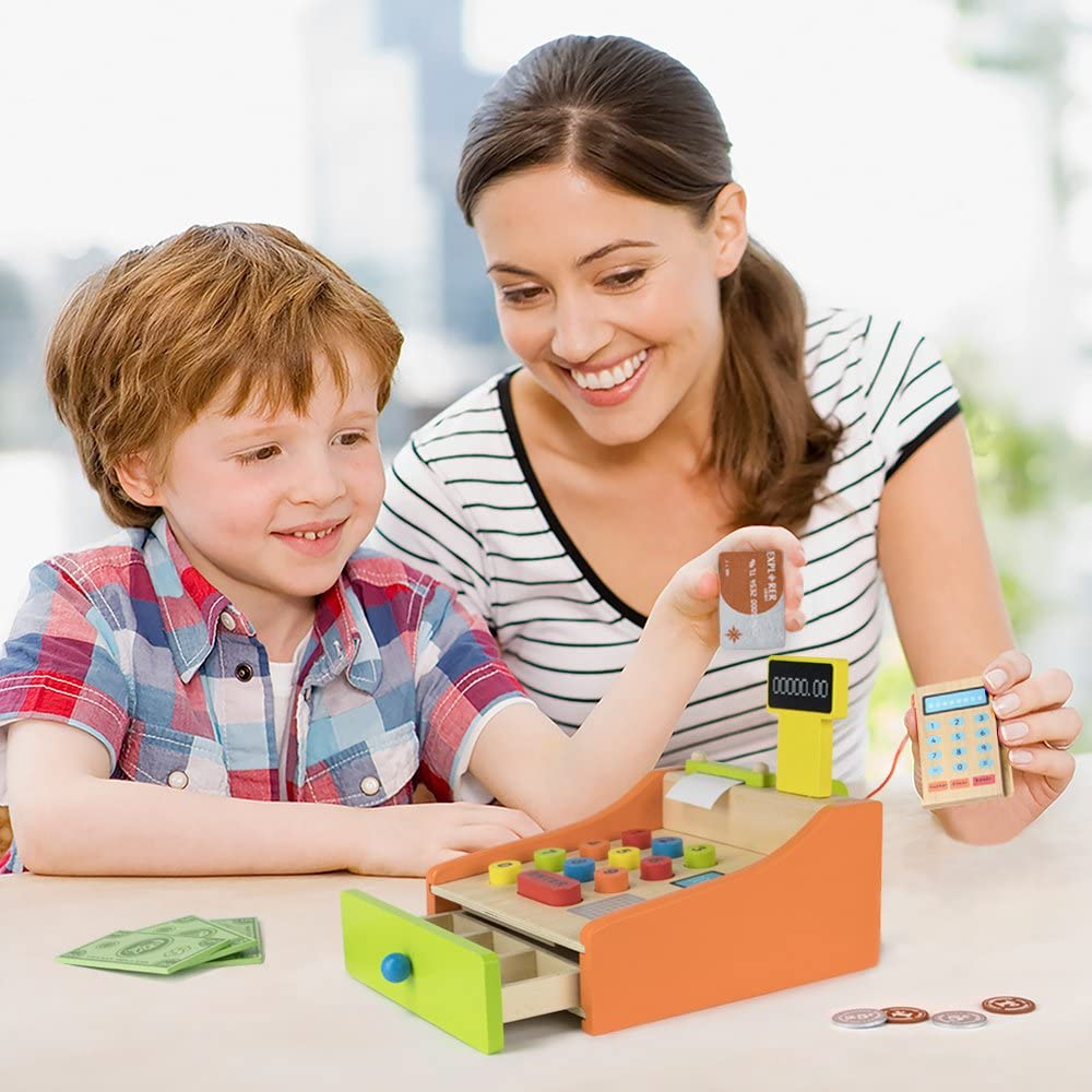 Change & Charge Cash Register with Wooden Coin